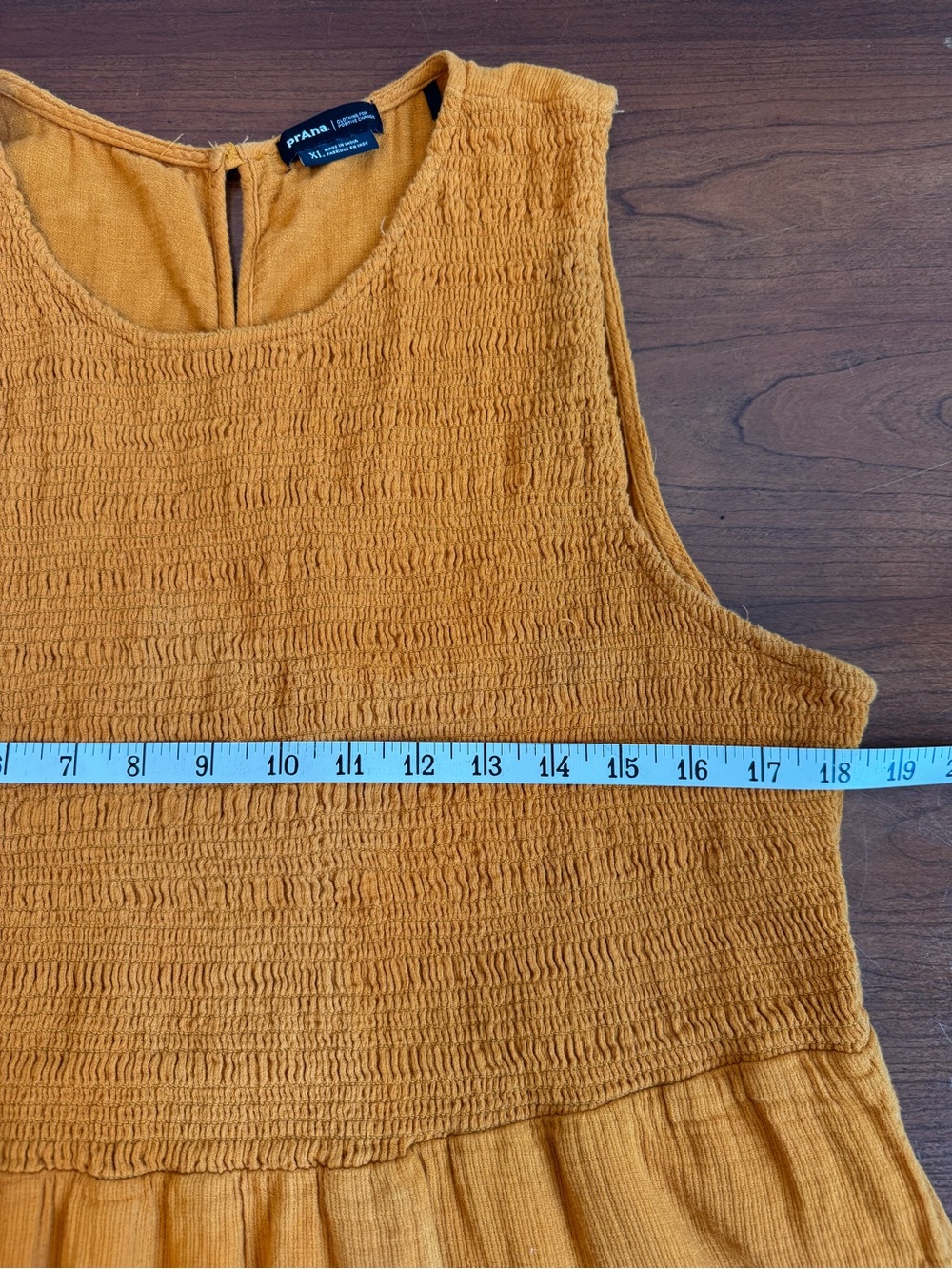 Prana 100% Organic Cotton Sleeveless Midi Dress in Mustard Yellow Size XL - Picture 6 of 10
